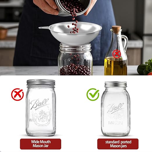 Standard Mason Jar Funnel with Strainer, Large Metal Funnel - Image 6