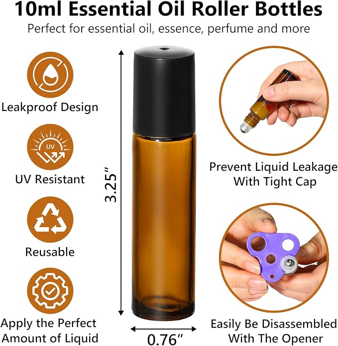 KEYWING 10ml Amber Roller Rottles - Image 2