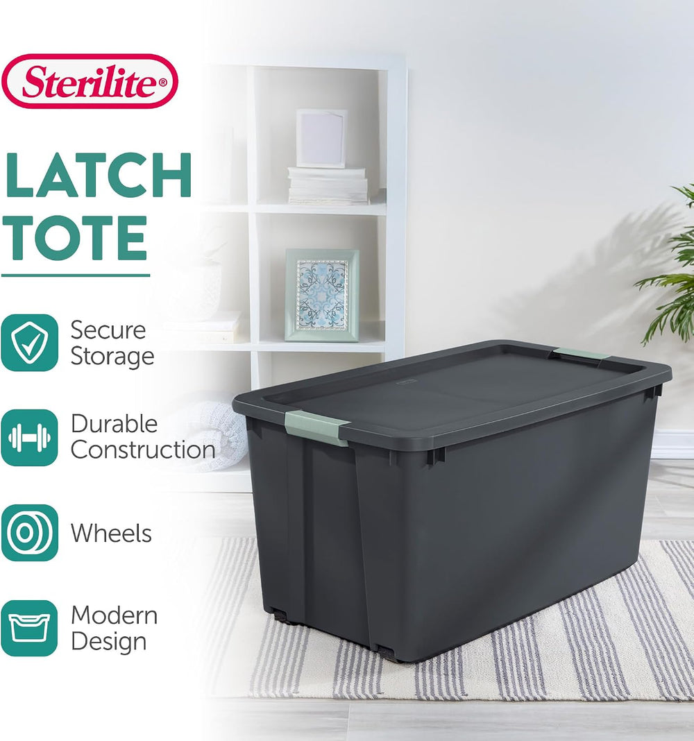 Sterilite 8-Pack Latch Tote, Stackable Plastic Storage Bin Containers, 45 Gal...
