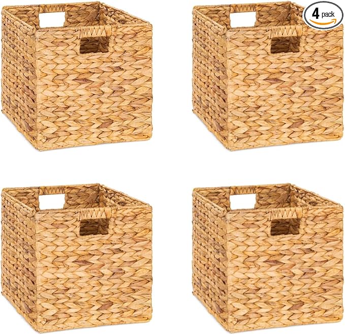 10.5 x 10.5 Storage Cubes – Water Hyacinth Wicker Baskets by M4DECOR