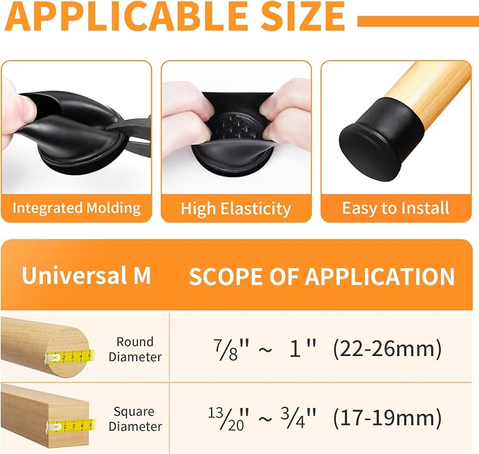 Ezprotekt 24 Pcs Black Chair Leg Sliders - Image 2