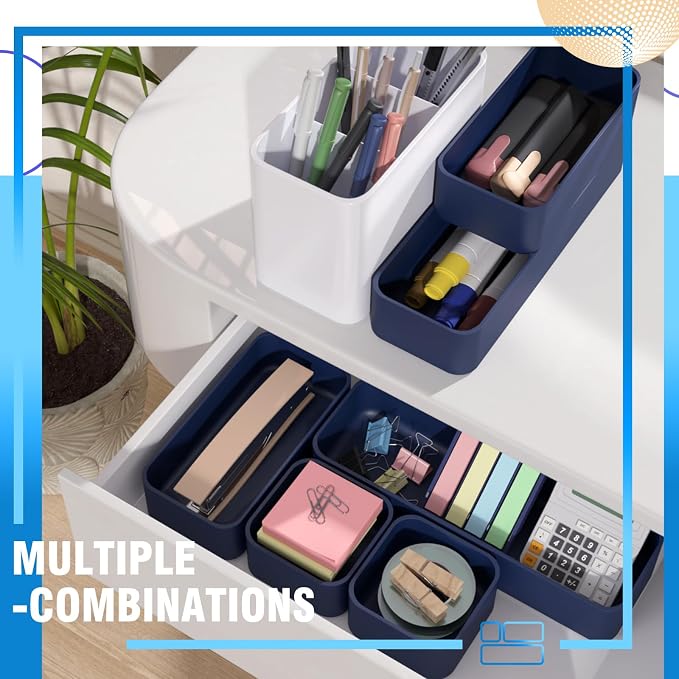 11-Piece Stackable Drawer Organizer Set, Stationery, Utensils in Bathroom - Image 8