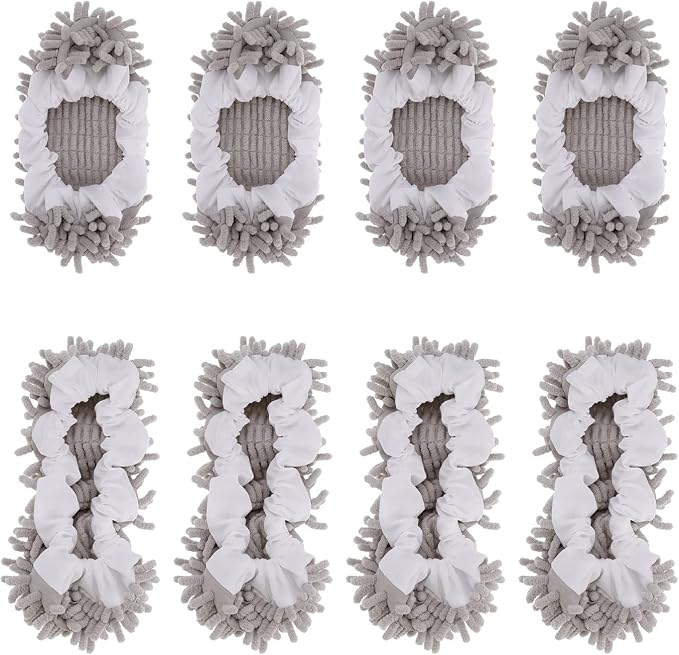 8 Pcs Mop Slippers Socks Floor Cleaning, Microfiber Shoe Covers dust Washable by WellMall