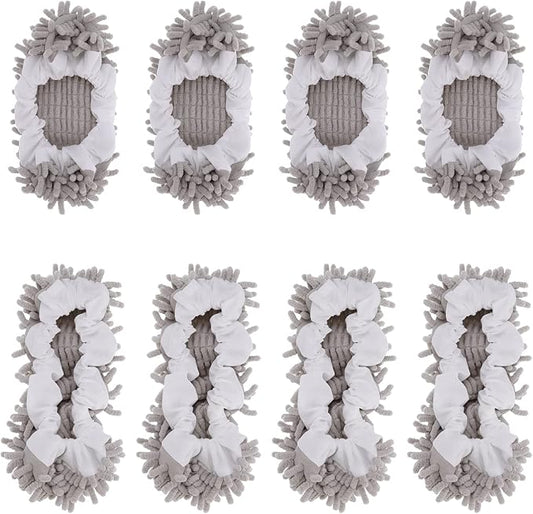 8 Pcs Mop Slippers Socks Floor Cleaning, Microfiber Shoe Covers dust Washable by WellMall