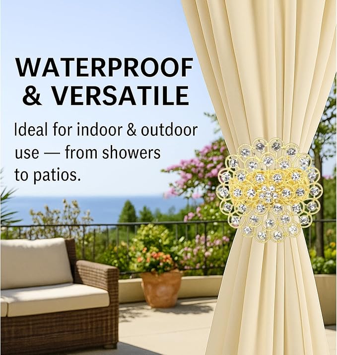 2 Pack Crystal Flower Curtain Tiebacks – Decorative Spring Wire Buckle Clips - Image 6