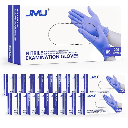 JMU Nitrile Gloves Bulk XS 4000 Count, 3.5 Mil Disposable Gloves Latex-Free by JMU