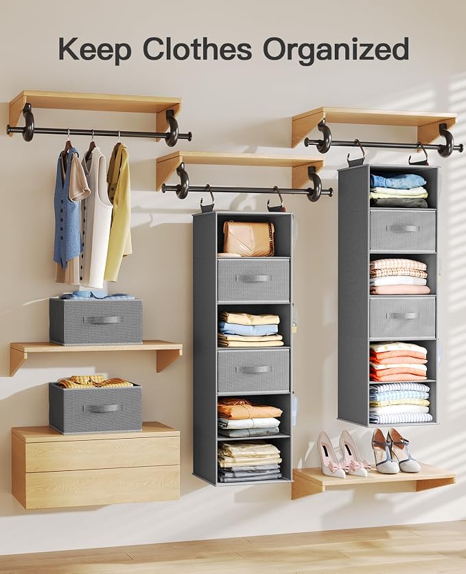 Pipishell Hanging Closet Organizer 6-Shelf, Hanging Shelves - Image 5