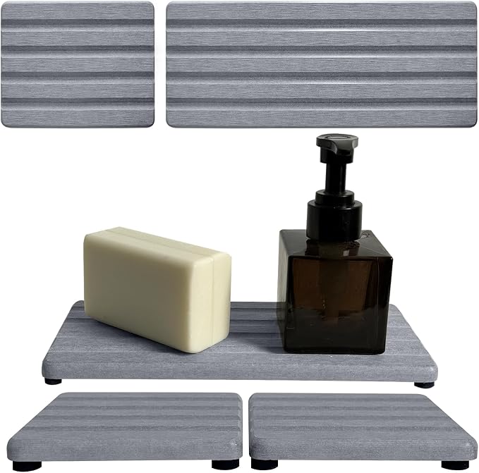 Set of 3 Diatomite Hand Soap Holder, Water Absorbing Stone Tray by Unknown
