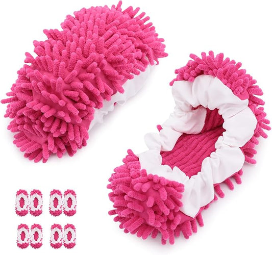 8 Pcs Mop Slippers Socks Floor Cleaning, Microfiber Shoe Covers dust Washable by WellMall