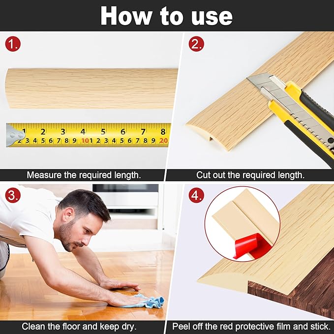 3.3Ft Carpet Floor Transition Strip, Self Adhesive Floor Edging Trim Strip - Image 6