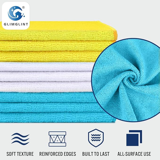 GLIMGLINT Microfiber Cleaning Cloth, 12 Pack Cleaning Rags, Cleaning Towels - Image 3