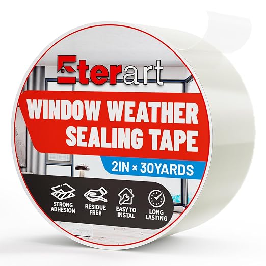 Transparent Weatherproof Seal Tape 2" x 30 Yards, High Strength Waterproof by Eterart