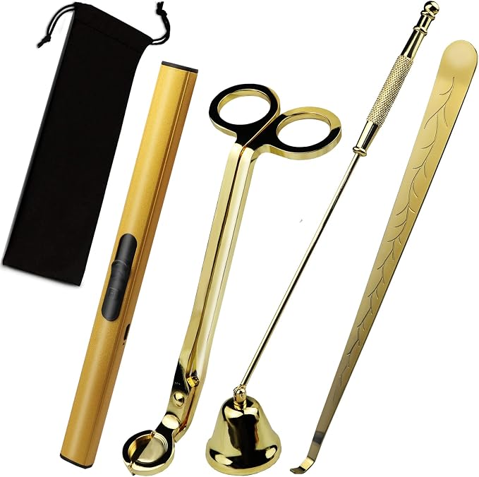 4 in 1 Candle Accessory Set, USB Rechargeable Lighter, Candle Wick Trimmer by KOAKOMI