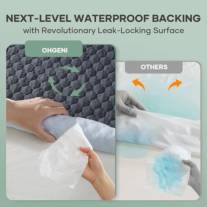 OhGeni 100% Waterproof Mattress Protector, Twin-Gray Size Mattress Pad - Image 2