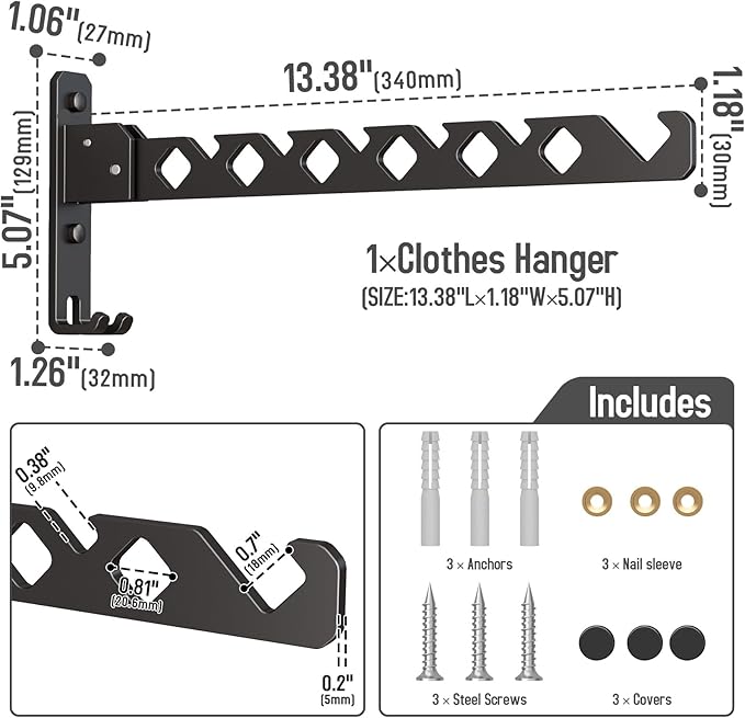 Wall Mounted Clothes Drying Rack, Wall Clothes Hanger Foldable, Laundry Hanger - Image 8