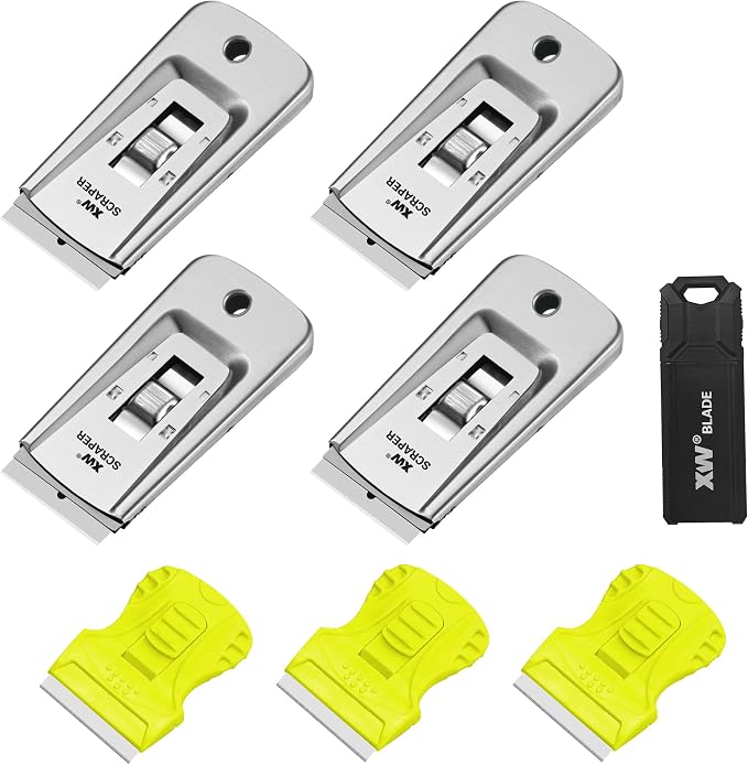 XW 7-Pack Razor Scraper Set, Extra 22 PCS Razor Blades Included by XW