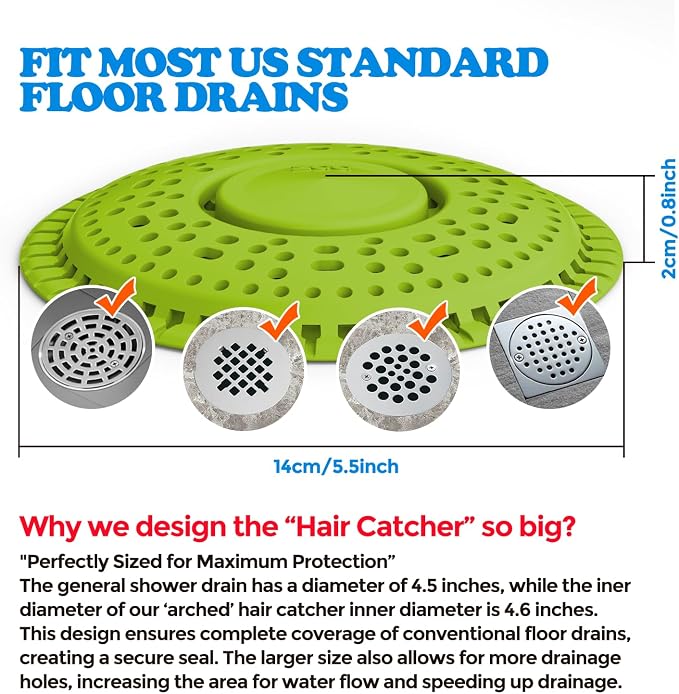 zaa Shower Drain Hair Catcher, 2 Pack Premium Silicone Drain Protector & Shower - Image 6