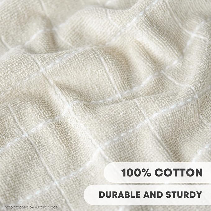 Artoid Mode Checkered Designed Cotton Beige Grey Black Terry Kitchen Dish Cloths - Image 3