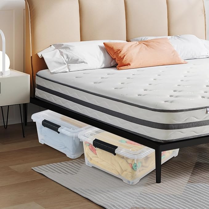 4 Pack 20 L Plastic Under Bed Storage Box - Image 4