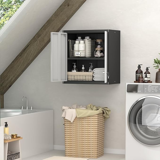 Metal Wall Cabinet, Garage Cabinets Wall Mounted, Locking Storage - Image 7