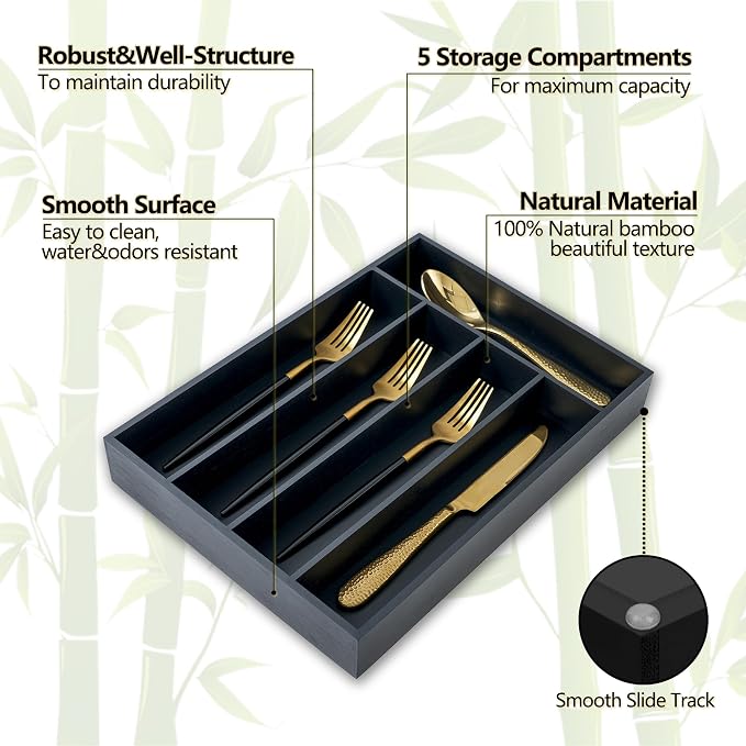 Silverware Organizer, 2 Pack 10 Inch Utensil Organizer Kitchen Drawer Organizer - Image 3