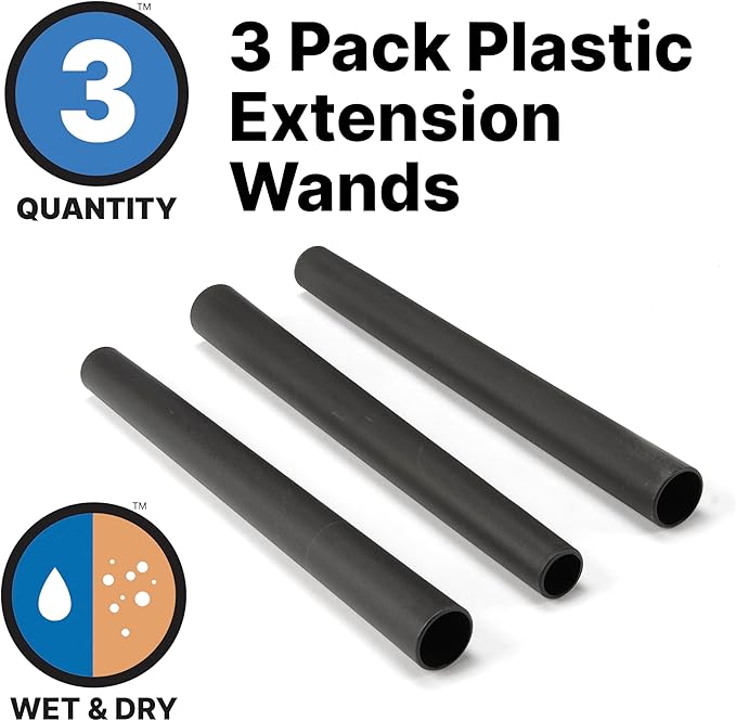 Shop-Vac 9061400 1.25 Inch Diameter Extension Wands, 3-Piece Set, Durable Black - Image 4