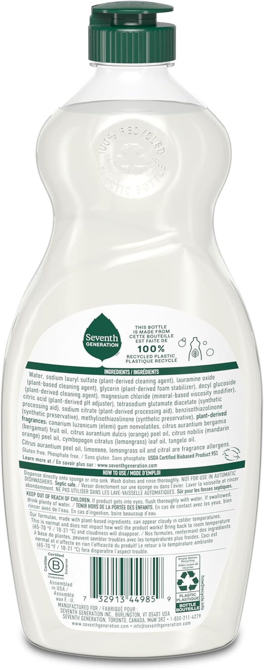 Seventh Generation Dish Liquid Soap Clementine Zest Lemongrass Pack of 6 - Image 2