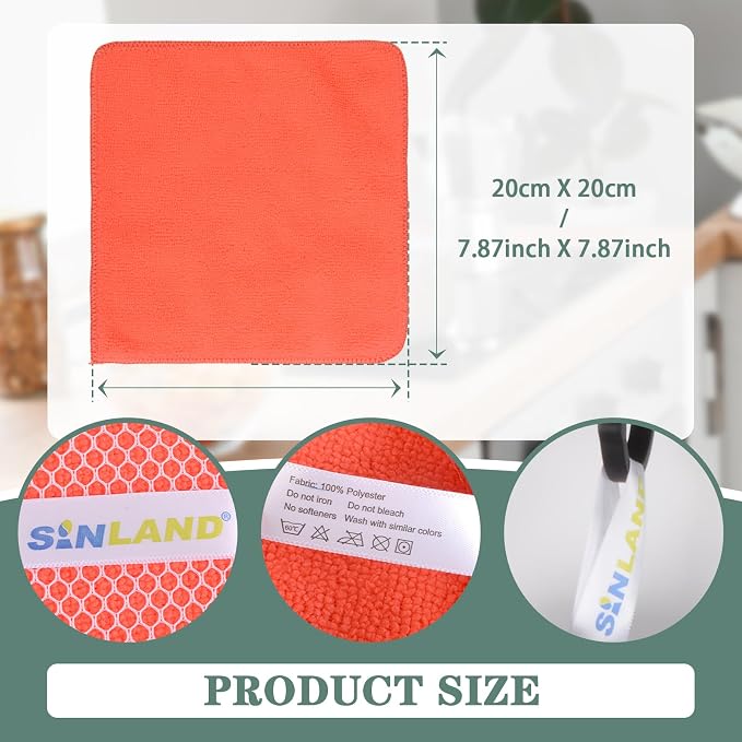 SINLAND Microfiber Dish Cloth for Washing Dishes Dish Rags Best Kitchen - Image 2