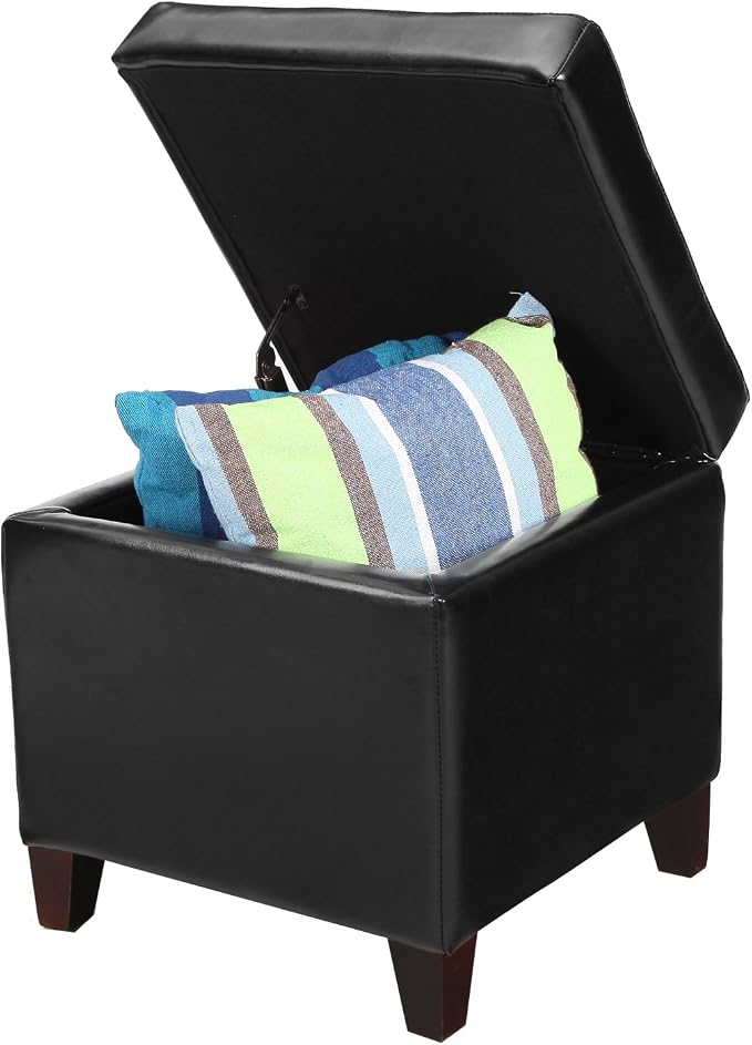 Adeco Storage Ottoman Foot Rest Stool, Leather Ottoman Footstool - Image 10