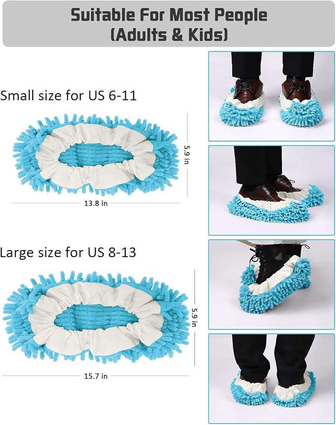8 Pcs Mop Slippers Socks Floor Cleaning, Microfiber Shoe Covers dust Washable - Image 5