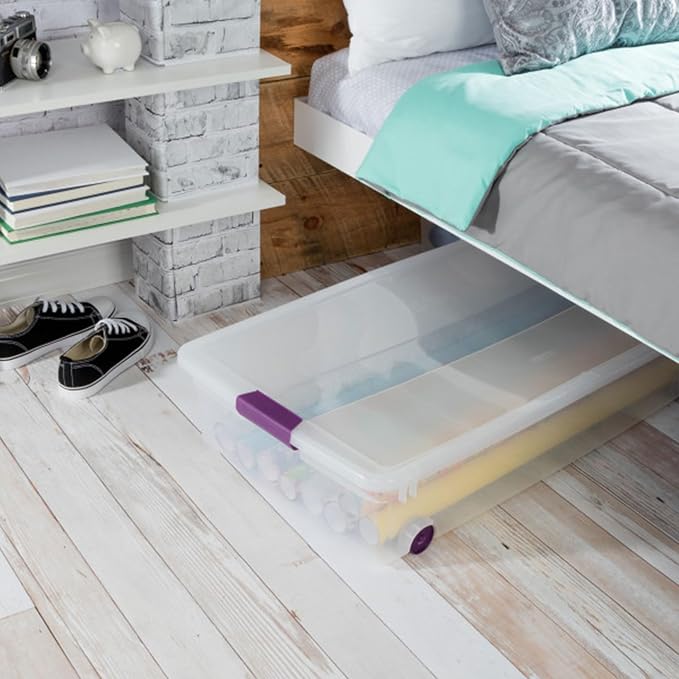 Sterilite 8-Pack 60 Quart ClearView Latch Box, Wheeled Underbed Organizer Bins - Image 4