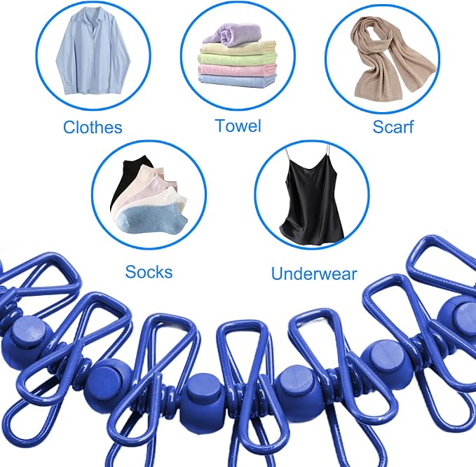 2 Pack Camping Clothesline Portable 12 Clothespins, Retractable Clothes Line - Image 4