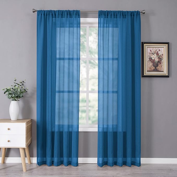Tollpiz Sheer Curtain Linen Textured Living Room Curtains Sheer Light Filtering by Tollpiz
