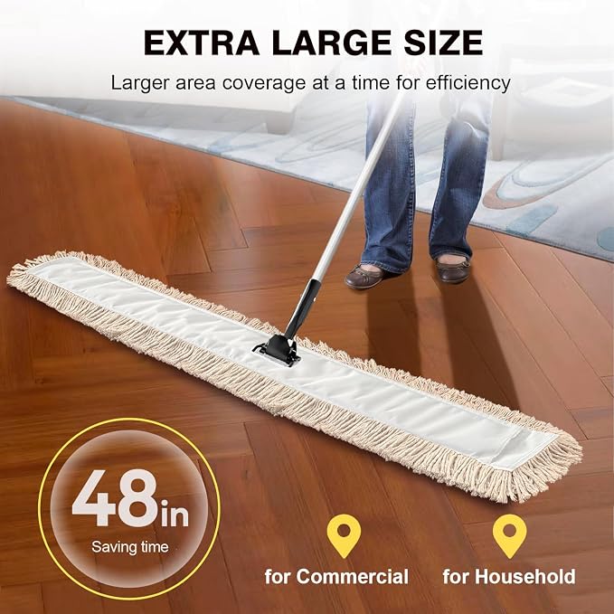 Commercial Dust Mop & Floor Sweeper，48" Industrial Dry Mop - Image 3