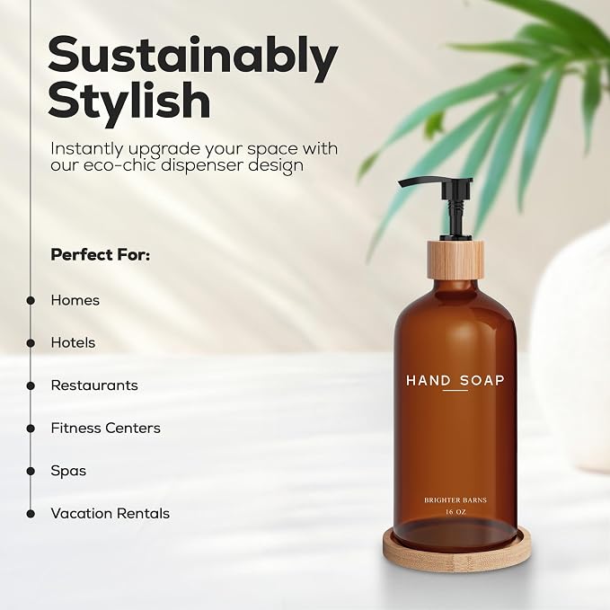 Amber Glass Hand Soap Dispenser Bathroom Set by Brighter Barns - Image 2
