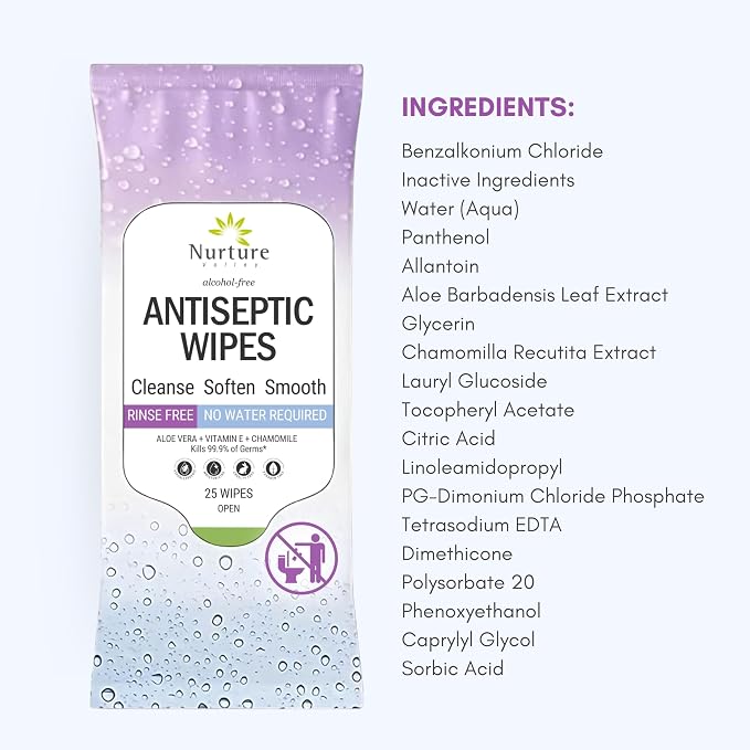 Nurture XL Antibacterial Body & Hand Wipes | Alcohol-Free Antiseptic Wet - Image 9