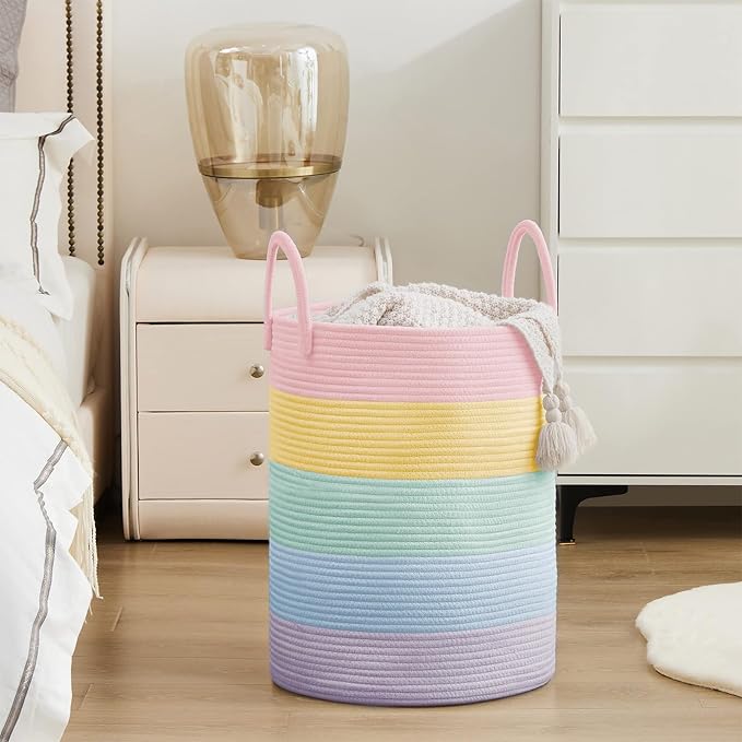 YOUDENOVA Laundry Hamper Basket, Woven 58L Tall Laundry Basket - Image 5