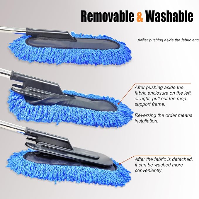 Car Wash Brush Duster Mop, Car Detailing Cleaning Kit, Wash Mitt, Microfiber - Image 9