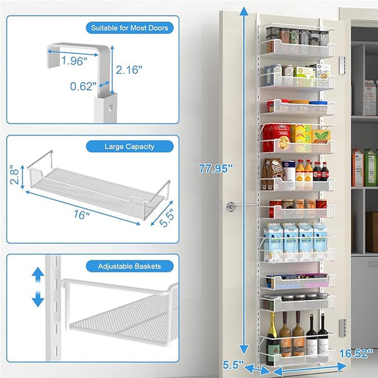 Over the Door Pantry Organizer, 10-Tier Over the Door Organizer - Image 2