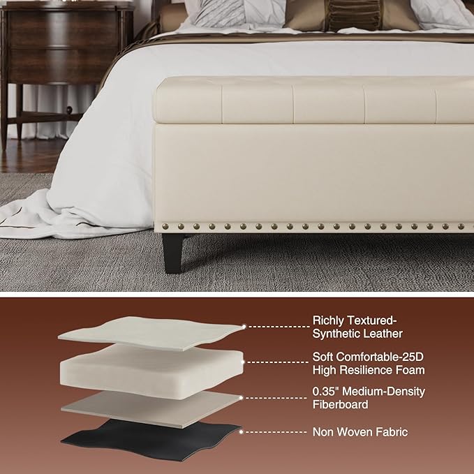 Storage Ottoman Bench, 51-Inch Large Storage Bench - Image 5