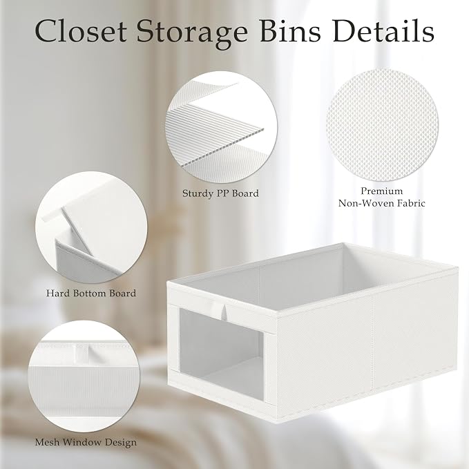 Criusia 4 Pack Closet Organizers and Storage, Large Linen Closet Baskets - Image 4