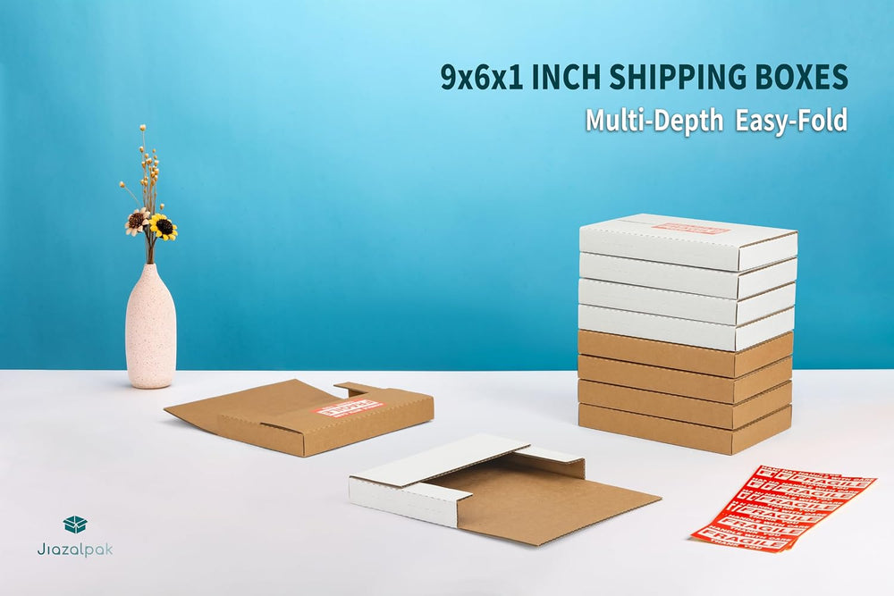 9x6x1 Inch Shipping Boxes for DVDs, CDs, Books Mailing, 50 Pack
