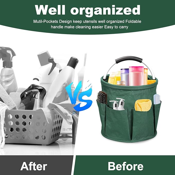 Qivine 17L Cleaning Caddy with Handle, Cleaning Supply Caddy Foldable Cleaning - Image 3