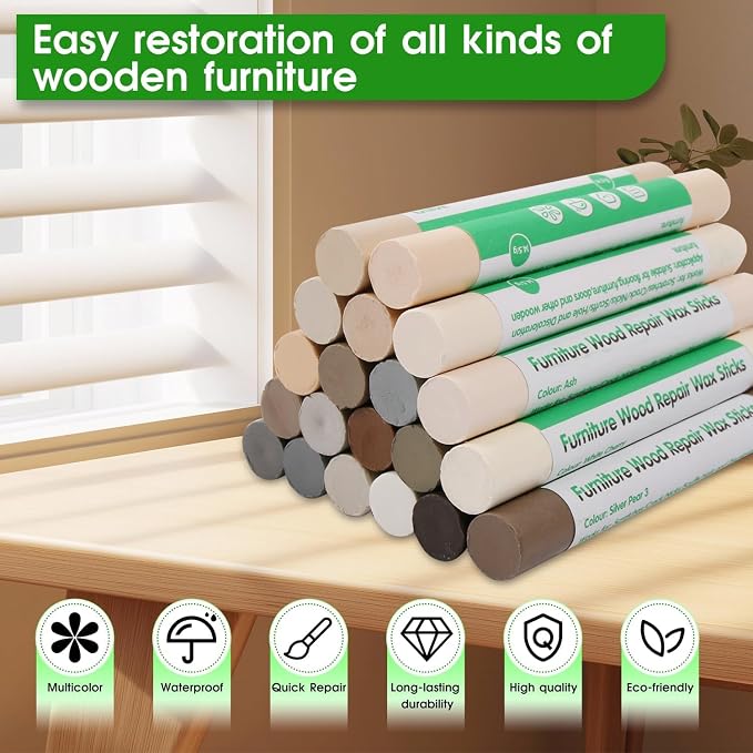 Furniture Markers Touch Up, 20 Colors Wood Filler Sticks, Wood Wax Crayons - Image 4