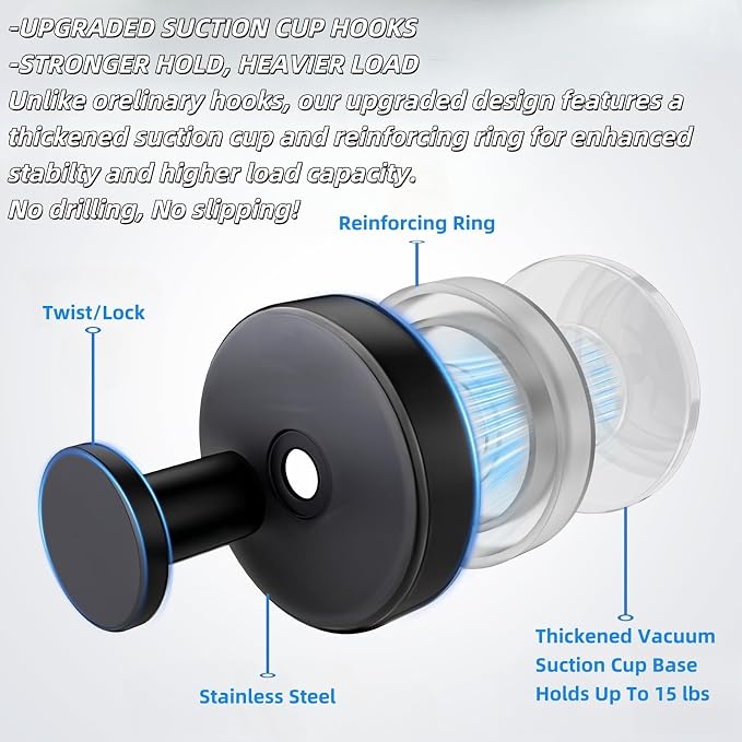 2025 Upgraded Stainless Steel Heavy Duty Suction Cup Hooks - Image 4