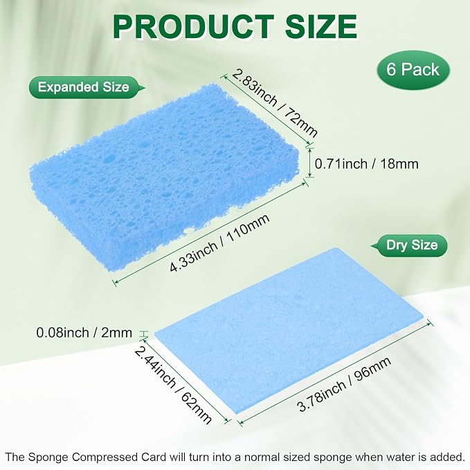6-Pack Kitchen Sponges, Condense Eco Cellulose Non-Scratch Scrub Heavy Sponge - Image 3