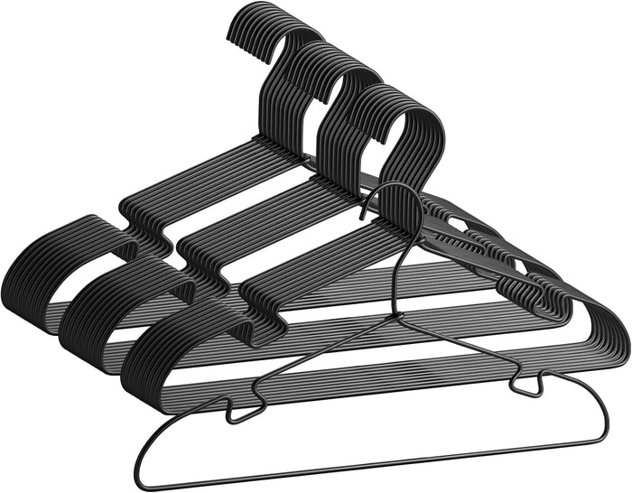 30 Pack Black Aluminum Hangers, 16.5 Inch Non-Slip Metal Clothes Hangers, Lightweight Sturdy and Bulk Space-Saving Hangers for Pants, Skirt, Shirt, Dress, Tie