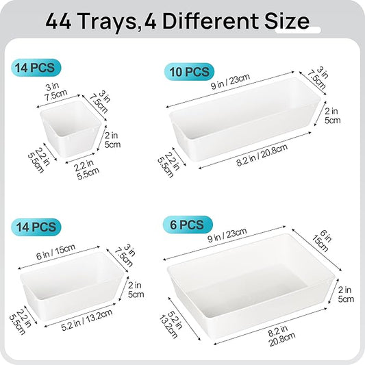 Vtopmart 44 PCS Plastic Drawer Organizers Set, 4-Size Versatile Bathroom and - Image 2
