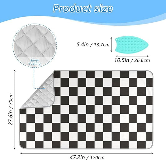 Checkered Black Ironing Mat Thickened Ironing Blanket Travel Portable - Image 2
