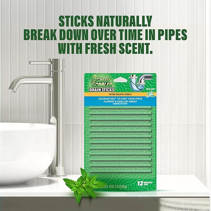 Green Gobbler Drain Cleaner & Deodorizer FRESH SCENT Sticks - Image 6